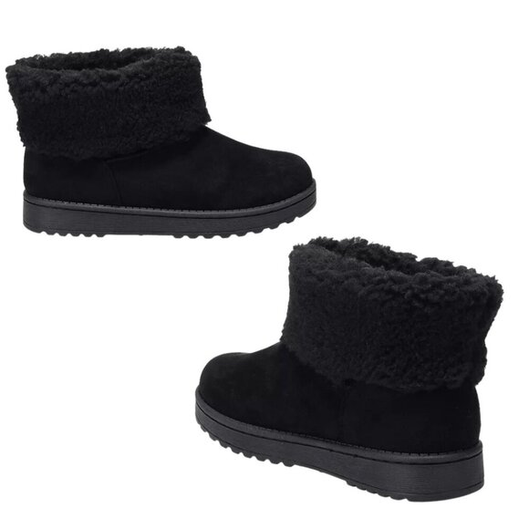 Faux Fur Cuff Women's Ankle Boot Women's Size 8 in Black - Picture 2 of 3